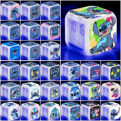 Lilo & Stitch Alarm Clock LED Digital Color Changing Night Light Cube Clock Gift • $11.99