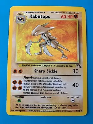 $13.50 • Buy Kabutops 9/62 Fossil Set Holo Rare Vintage 1999 Pokemon Card - NM