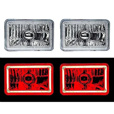 4X6  Red LED COB Halo Crystal Glass/Metal Headlight Light Bulb Headlamp Pair • $149.95