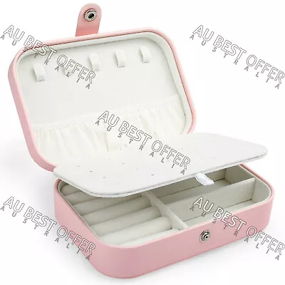 Portable Travel Jewellery Box Rings Organizer Leather Ornaments Display Case AUS • $12.81