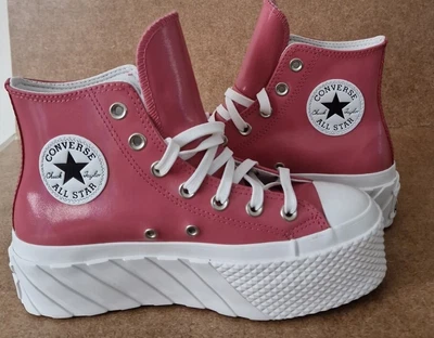 £35 • Buy UK4.5 Converse Chuck Taylor All Star Lift 2X Platform Iridescent Leather Pink
