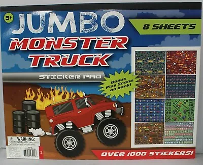 Horizon USA Jumbo Monster Truck Sticker Book 14 X 11 - 8 Sheets 1000+ Stickers • $2.95