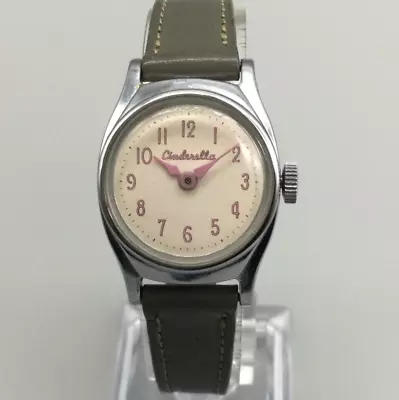 Vintage U.S. Time Cinderella Watch Women Silver Tone Leather Band Manual Wind • $40