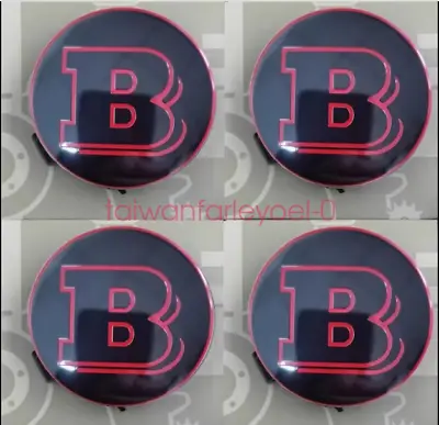 Mercedes Centre Caps 75mm Brabus Emblems Logo Alloy Wheel Badges Gloss RED Black • $34.99