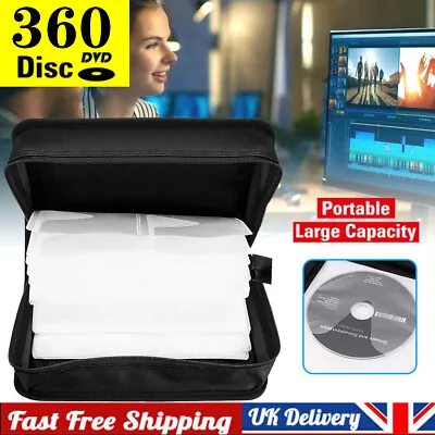 360 CDs Car Disc Storage Bag DVD Large Capacity Zipper Wallet Binder Sleeve UK • £12.99