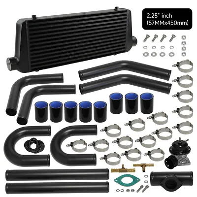 2.25  57mm Universal Intercooler+Alloy Pipe Hose+BOV Turbo Blow Off Valve Kit BK • $536.80