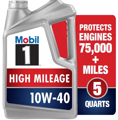 5QT Mobil 1 High Mileage Full Synthetic Motor Oil 10W-40 • $24.99