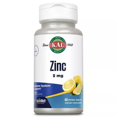 Kal Zinc ActivMelt Sweet Lemon 5mg 60 Tablets • $10.79