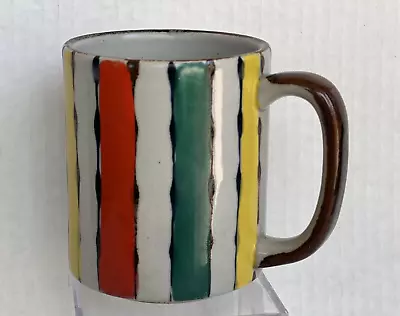 VTG MID CENTURY ORGANIC MODERNIST JAPAN STUDIO POTTERY STONEWARE MUG Stripes EUC • $120