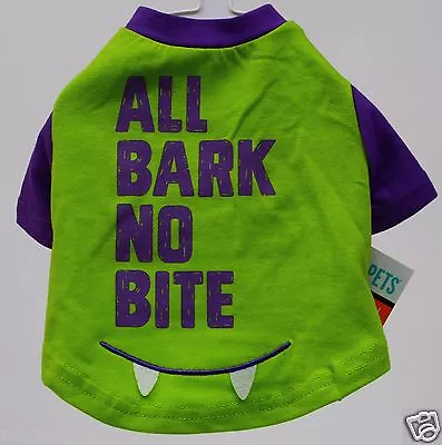 Halloween Martha Stewart Green Purple All Bark No Bite Pet Dog Shirt Small NWT • $19.99