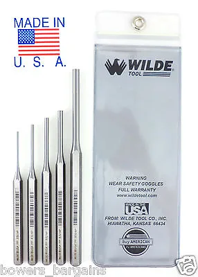 Wilde Tool 5pc Pin Punch Set MADE IN USA 3/32 – 1/4” Inch Professional Quality • $21.19