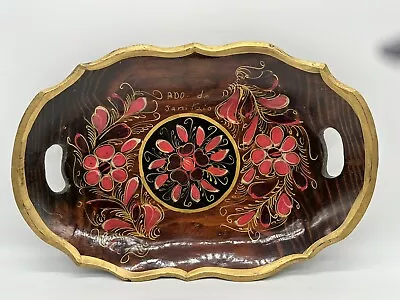 Vintage Hand Painted Batea Oval Tray Wood Floral Folk Art Mexican. 13 1/2 X 9  • $12