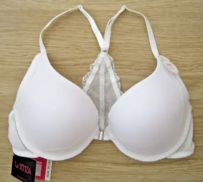 LA SENZA Racer Back PUSH UP BRA WHITE Lace Back 32A & 32B Bridal BBNWT • £11.99