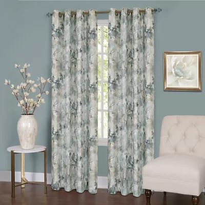 Mist Floral Window Curtain Darkening Blackout Panel Lined With 16 Grommet Panel • $25.99