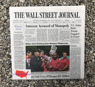$7.99 • Buy Wall Street Journal - Wednesday September 27, 2023 (amazon Accused Of Monopoly)