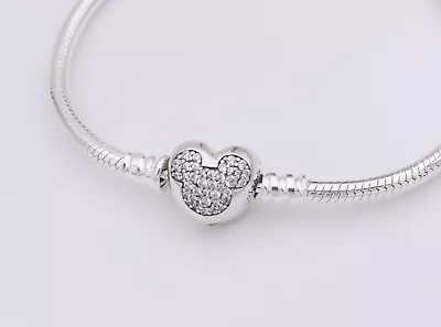 16cm/6.3  PANDORA Disney Mickey Mouse Heart Clasp Bracelet #599299C01 NEW W/ BOX • $63.20