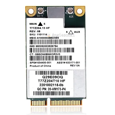 HP Wireless UN2430 Gobi3000 Mobile Broadband 3G WWAN Card 702080-001 634400-001 • £12.10