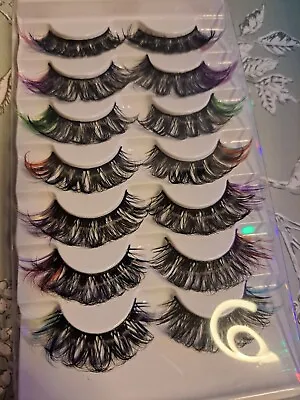 7 Pairs Colour Flash Fluffy False Eyelashes • £4.50