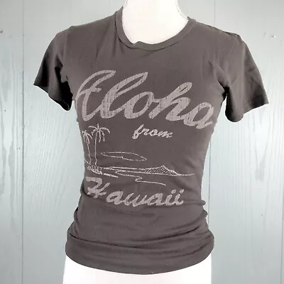 Vintage Bay VI Hawaii Shirt Girls Large Brown Single Stitch Aloha Slim Fit • $20