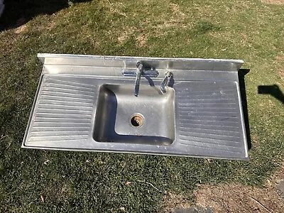 Vintage Stainless Steel Single Sink With Right And Left Plates • $1000