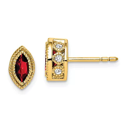 Avariah 14k Yellow Gold Marquise Garnet And Diamond Earrings - 9.4mm • $377.99