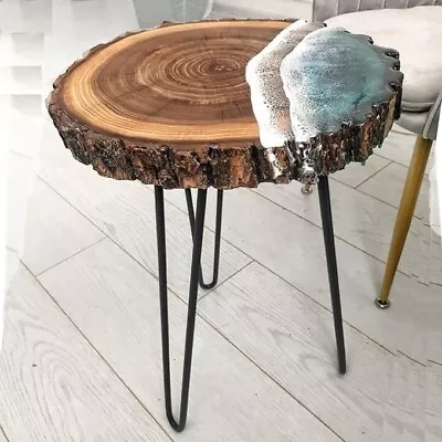 Round Epoxy Coffee Table Unique Live Edge Epoxy Coffee Table Rustic Coffee Tab • $156.32