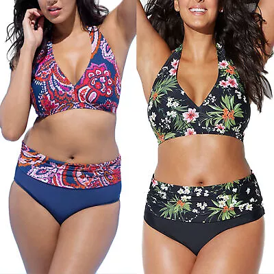 Womens Halter Backless Floral Bikini Sets Padded Swimsuits Swim Wear Swimwear/ • £20.16