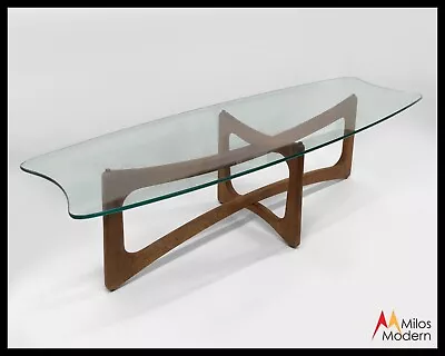 Mid-Century Modern Adrian Pearsall Walnut W/ Glass Top Dog Bone Coffee Table • $1295.95