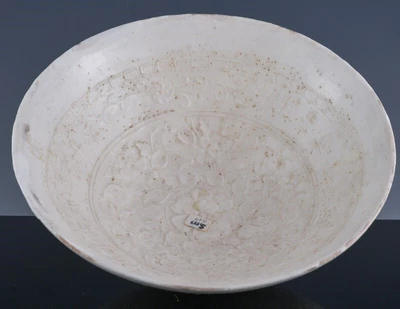 £59.22 • Buy Antique Chinese Dingyao White Glaze Inscribed Floral Bowl Song Yuan Dynasty