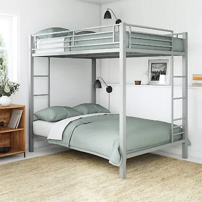 Sidney Full Over Sturdy Full Metal Bunk Bed Silver Durable BedRoom Indoor Silver • $194.32