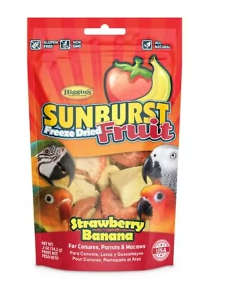 Higgins Sunburst Strawberry Banana Freeze Dried Fruit Conures Parrots Macaw 0.5 • $11.11