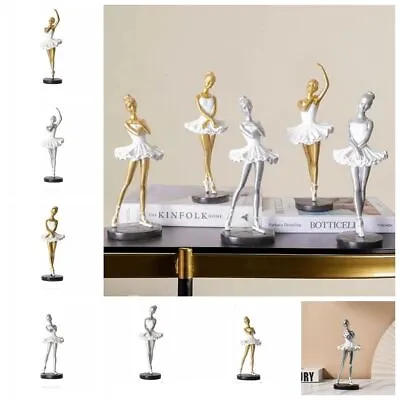 Ballet Dancer Figurines Abstract Art Crafts Dancer Girl Statue Resin Home Decor. • £12.19