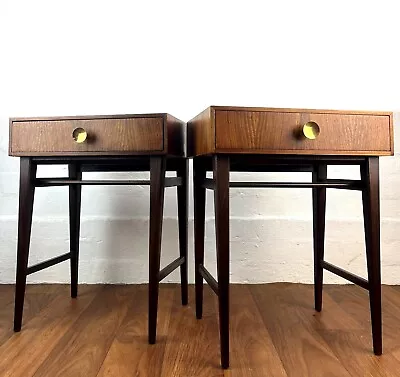 Stylish Pair Mid Century Teak/Rosewood Bedside Tables Meredew 1960's • £345