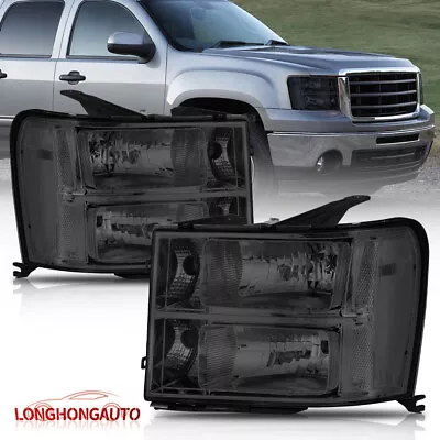 Smoked Headlights Assembly For 2007-13 GMC Sierra 1500 2007-14 2500HD 3500HD • $64.90