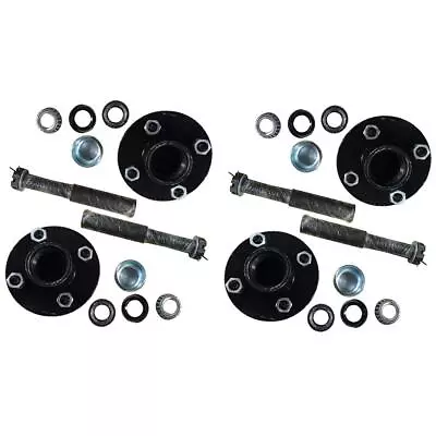 (Pack Of 4) Trailer Axle Kits With 4 On 4  Bolt Idler Hub & 1  Round BT8 Spindle • $134.49