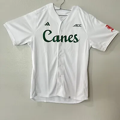 Miami Hurricanes Aggies NCAA Adidas Men's Official White Baseball Jersey HT1005 • $60.99