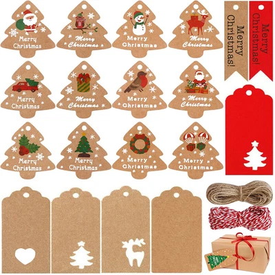 £2.41 • Buy Premium ECO KRAFT Scallop Rectangular Paper Gift Tags Card Label Free String
