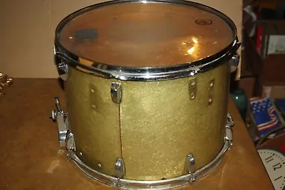 Vintage Ludwig Classic Gold Sparkle 16x12 Marching Snare Drum- Parts Or Repair • $149.99