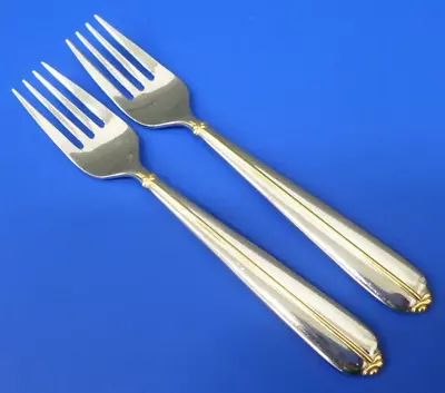 2 - Mikasa TRAPUNTO D'ORO Gold Accent 18/8 Stainless Japan Flatware SALAD FORKS • $46.95