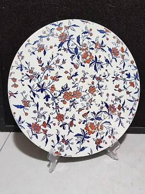 Antique Germany Musterschutz Blue And White Red Flowers Large Tray Platter Plate • $49.99