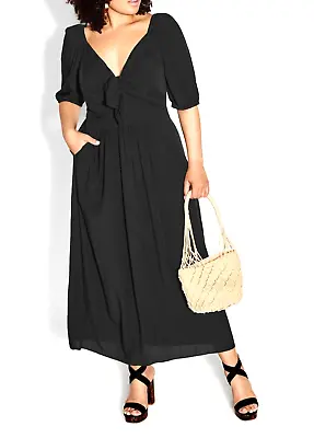 $53.95 • Buy NEW City Chic Ladies Sexy Black Villa Capri Maxi Dress Plus Size XL 22 #H69