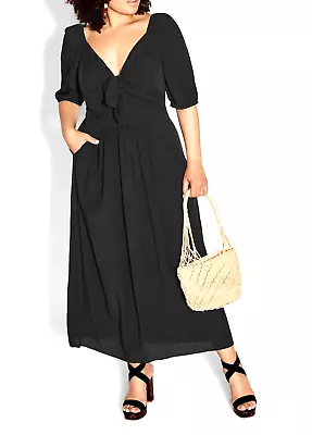 $53.95 • Buy NEW City Chic Ladies Sexy Black Villa Capri Maxi Dress Plus Size XL 22 #H69