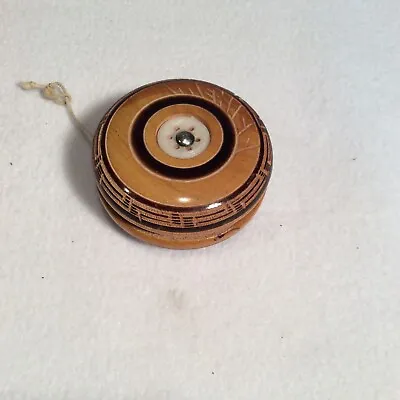 Vintage Hand Carved Large YoYo Mexico Beautiful Display/Use - Yellow Black Wood • $27.95