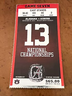 2010 Auburn Vs Alabama Football Ticket Stub November 26 2010 • $99.99