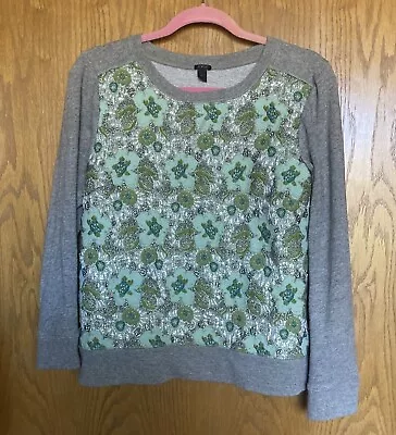 J Crew Women's Sweatshirt Gray & Green Floral Med.  • $21.25