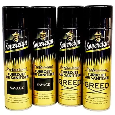 £13.99 • Buy SOVEREIGN TURBOJET AIR FRESHENER SANITISER SAVAGE X 2 X GREED X 2 (SET OF 4)