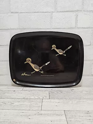 Vintage Couroc Of Monterey Inlaid Roadrunner Tray 12.5  X 9.5  MCM Barware • $29.99