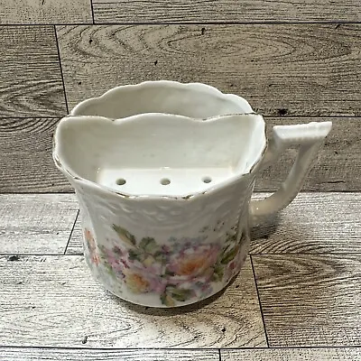 Porcelain Multicolor Floral Mustache Shaving Mug 3.5x3.75” Vintage • $9.09