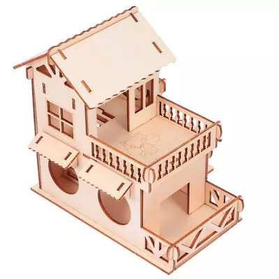  Hamster Villa Rabbit Resting Basket Wooden Hut House Toy Chinchilla Cage • £11.25