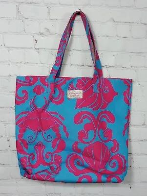 Vintage Lilly Pulitzer - Estée Lauder Tote Bag Blue & Pink Design Beach Bag • $18